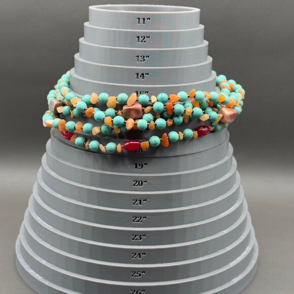 Multi Strand Stabilized Turquoise Gemstone Necklace Sterling Silver Clasp Choker - Picture 4 of 11